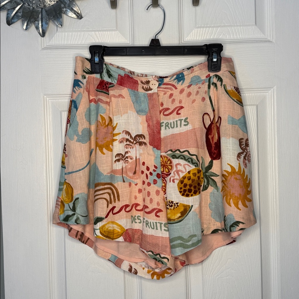 Paper Heart Women's Fruit-Print Tie-Front Shorts Set in Peach Multi - Picture 5 of 7